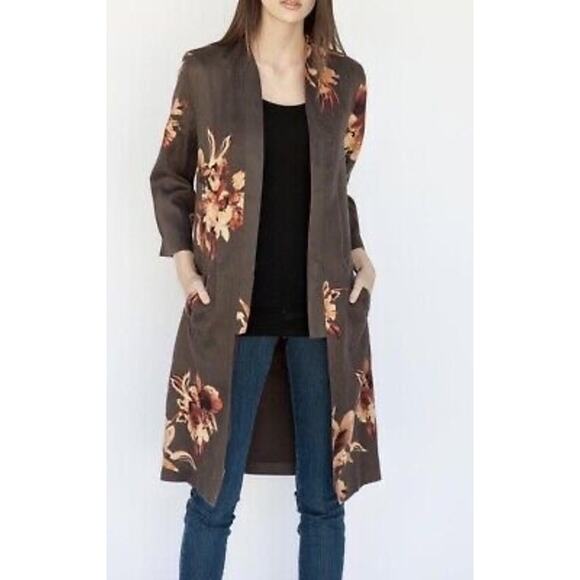 Free People Floral Open Cardigan - Gray and Orange - Picture 11 of 11